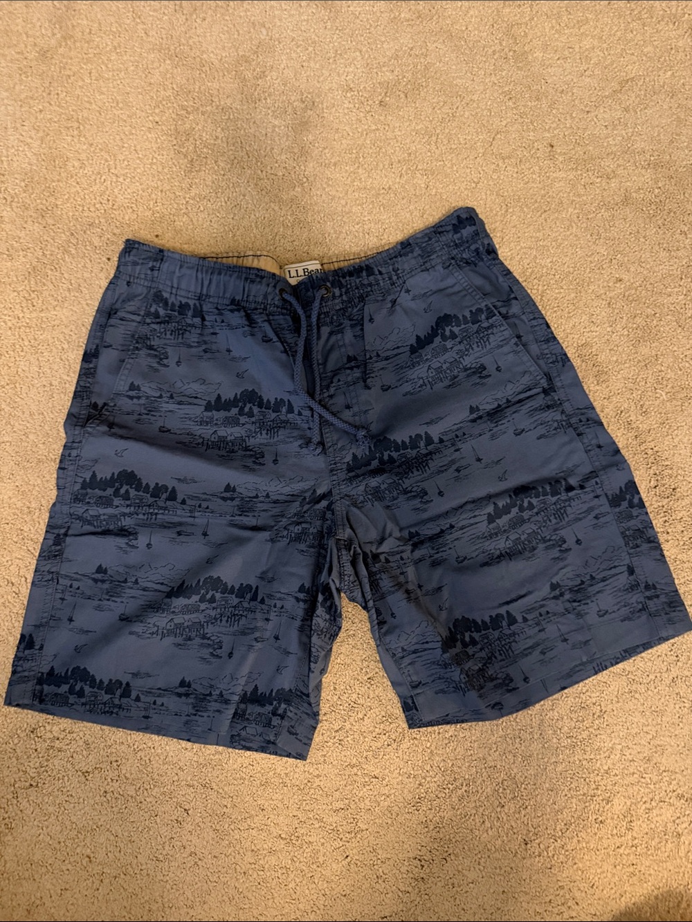 L.L. Bean Navy Scenic-Print Men's Shorts